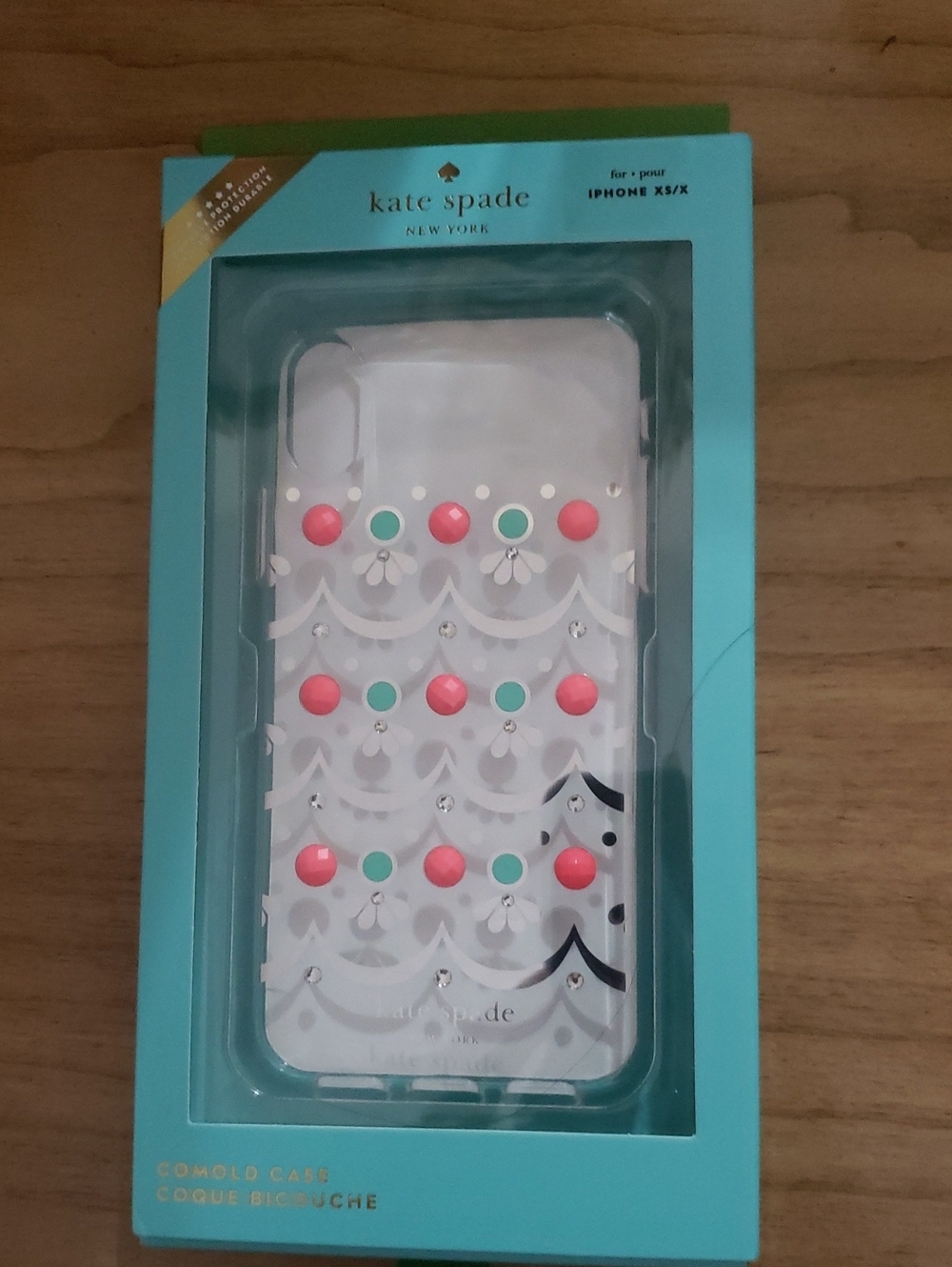 kate spade new york Jeweled Scallop iPhone Case White & Pink NWT